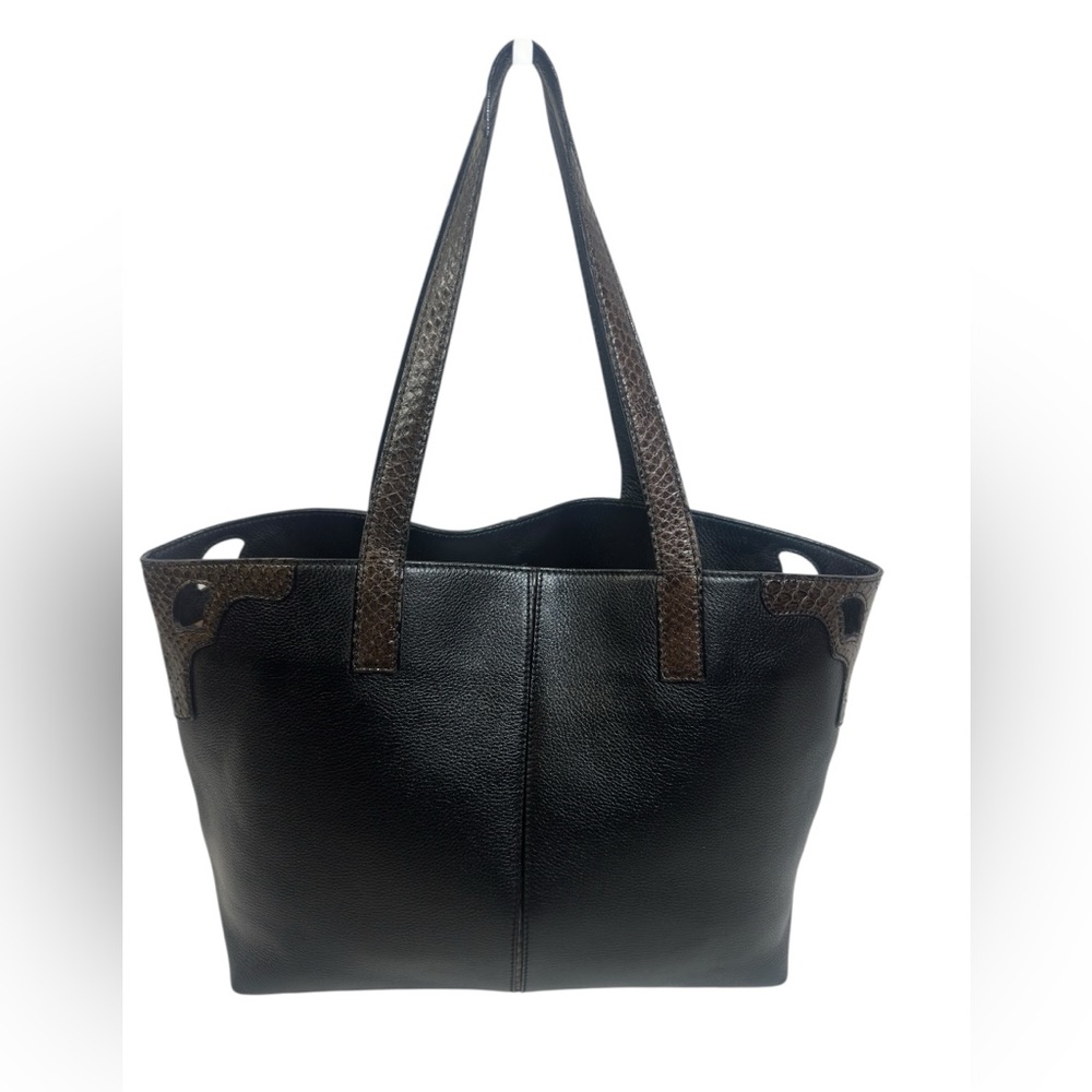 Cartier Black Pebbled Leather shoulder Bag with Croc Embossed Trim